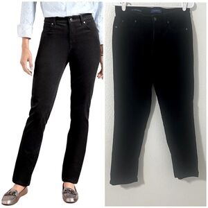 Talbots Women Size 8P Black Corduroy Pants High Rise Straight Leg Cotton Spandex